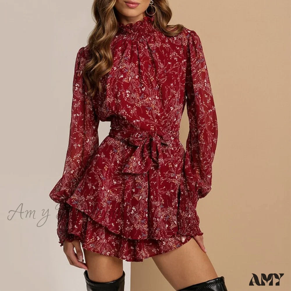 Amy Fashion - Casual Sleeve Chiffon A Line Lady Mini Dress - Image 3