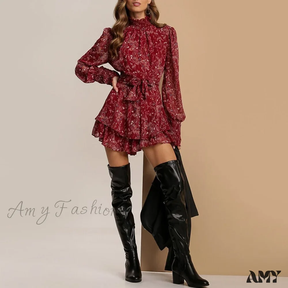 Amy Fashion - Casual Sleeve Chiffon A Line Lady Mini Dress - Image 6