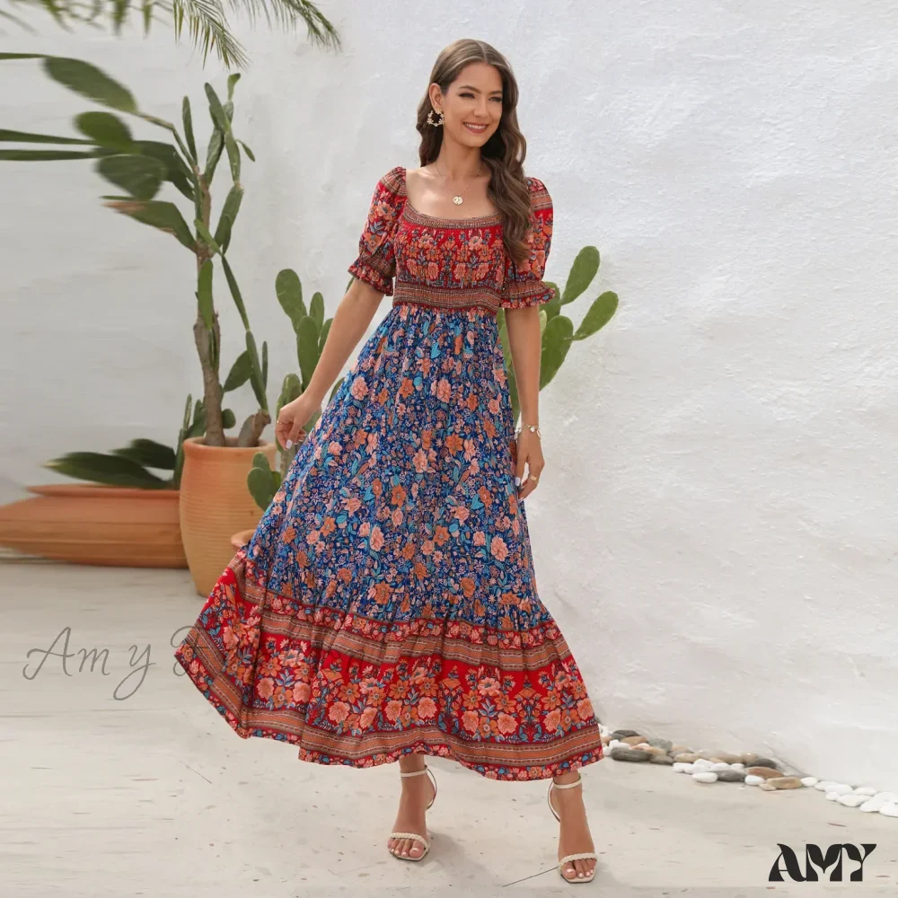 Amy Fashion - Casual Midi Sexy Elegant Beach Vacation Boho Dress - Image 2