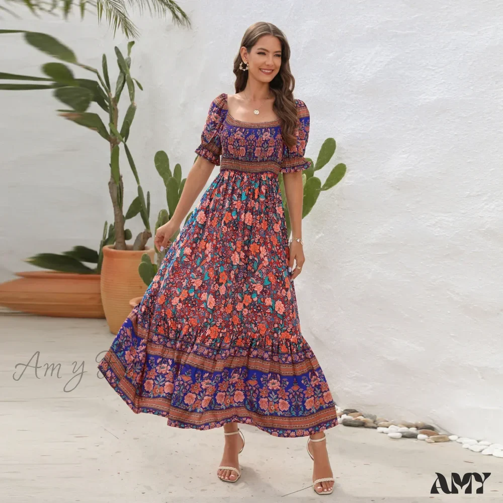 Amy Fashion - Casual Midi Sexy Elegant Beach Vacation Boho Dress - Image 4