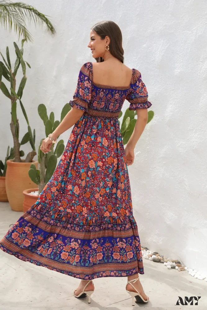 Amy Fashion - Casual Midi Sexy Elegant Beach Vacation Boho Dress - Image 5