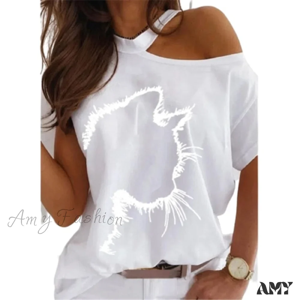 Amy Fashion - Casual Print Short Sleeve O-neck Tops - Image 2