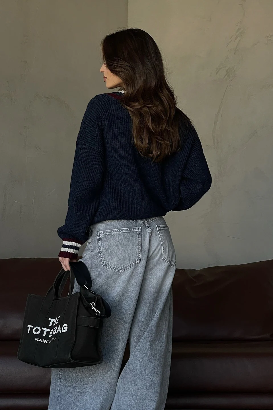 Casual Striped Color Block V-Neck Loose Knit Sweater - Image 5