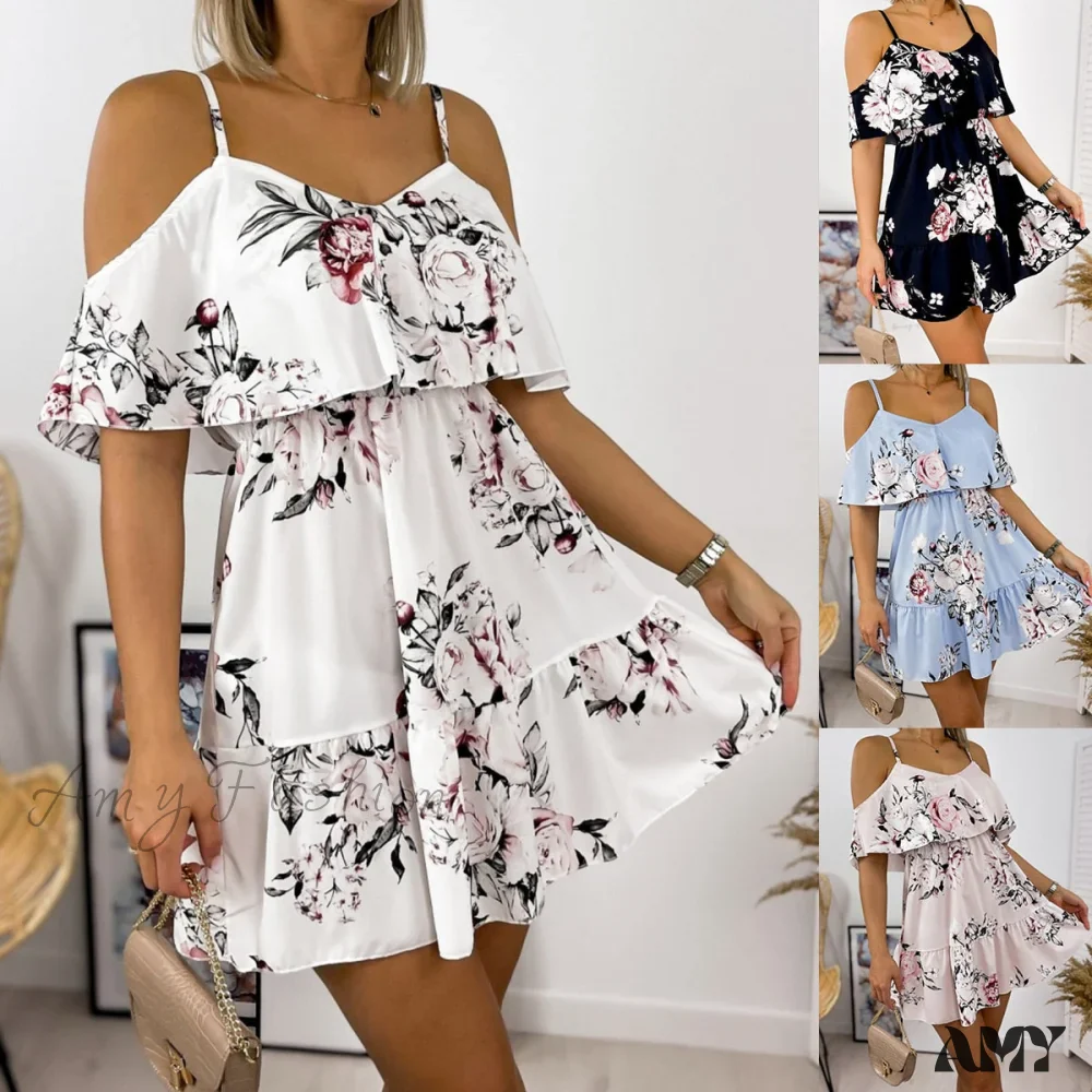 Amy Fashion - Casual White Ruffles Ladies Dresses - Image 2