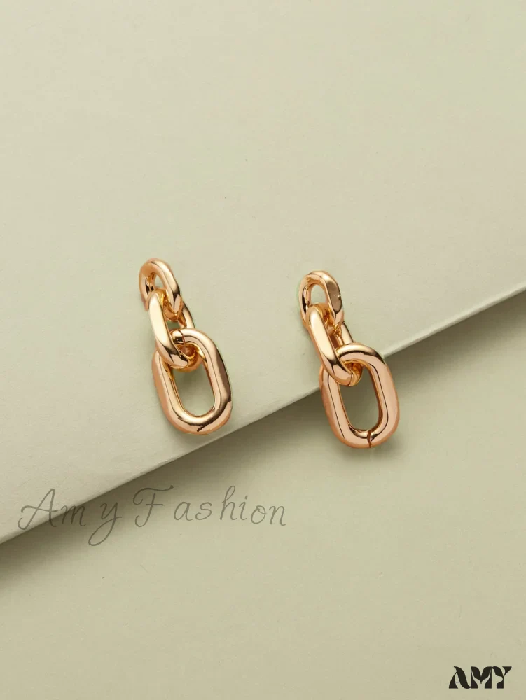 Amy Fashion - Chain Design Drop Earrings