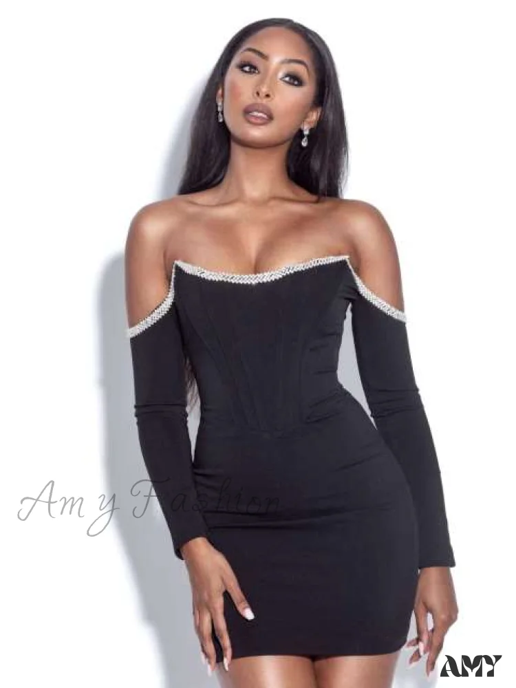 Amy Fashion - Chains Vestidos Party Black Bandage Dress - Image 7