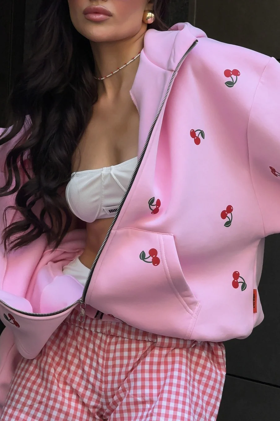 Cherry Print Loose Street Fashion Hoodie - Image 5