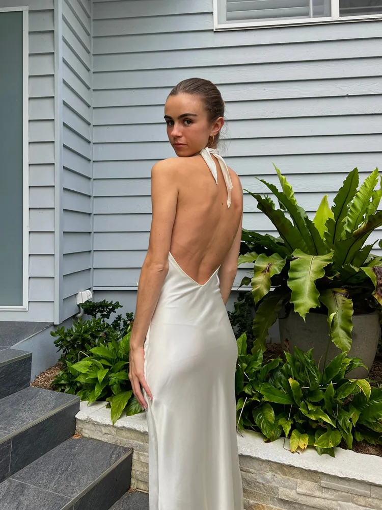 Chest Wrap Satin Bandage Maxi Dress - Image 4