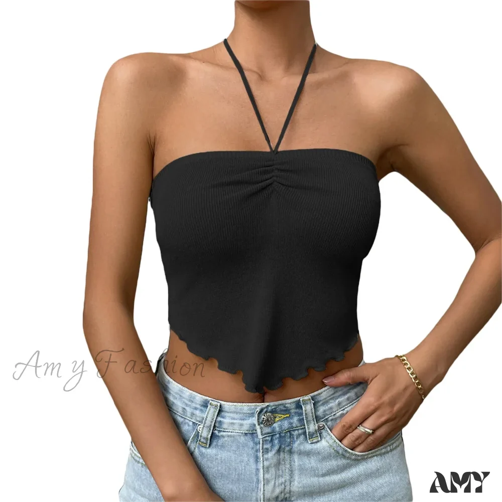 Chic Sexy Knitting Strapless Backless Hem Summer Slim Solid Crop Top - Image 7