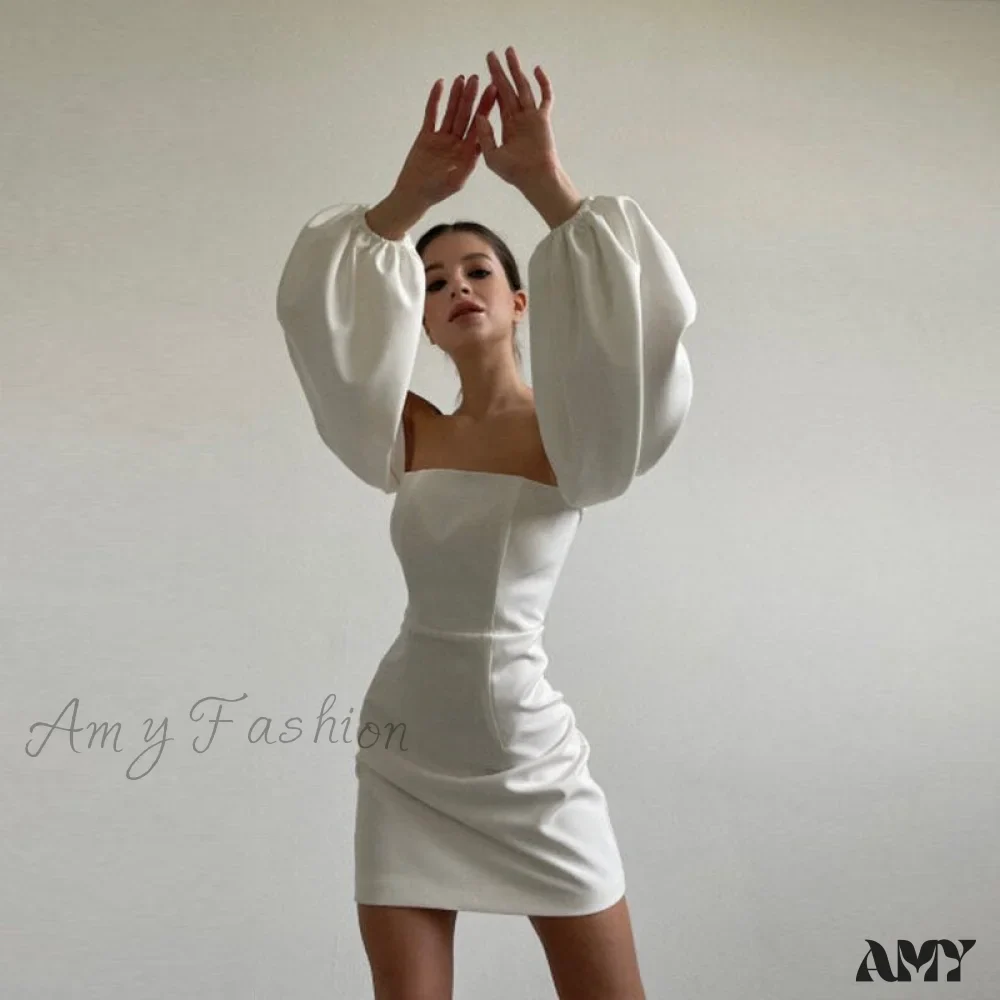 Amy Fashion - Churses Sexy Off The Shoulder Bodycon White Dress - Image 5