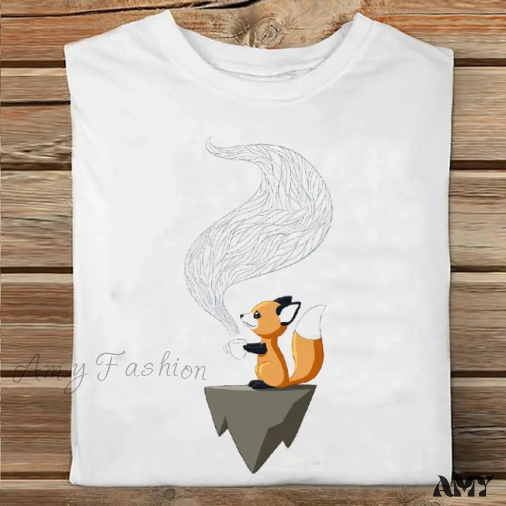 Amy Fashion - Coffee Love Cartoon Printing Clothes Tshirt - Image 20