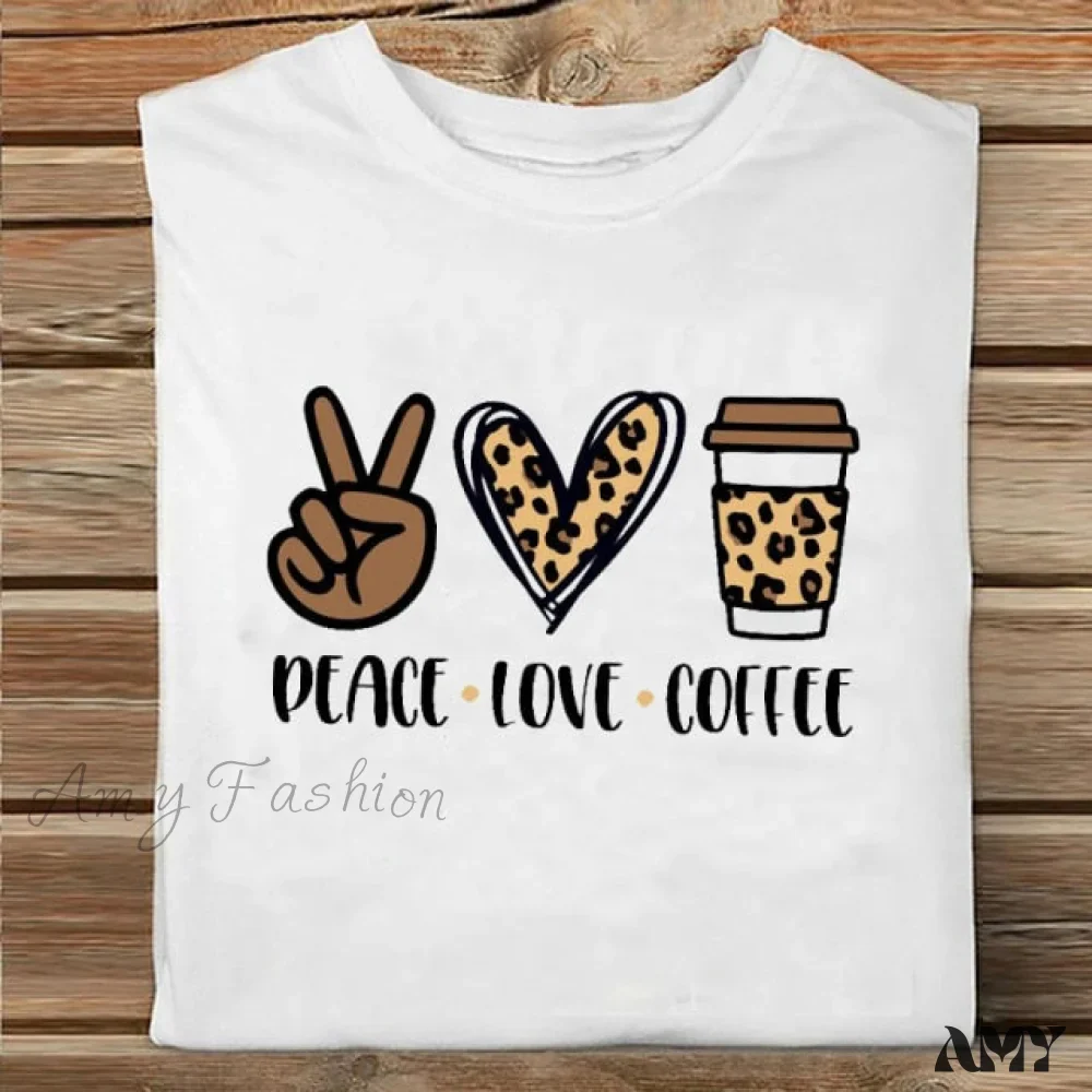 Amy Fashion - Coffee Love Cartoon Printing Clothes Tshirt - Image 22