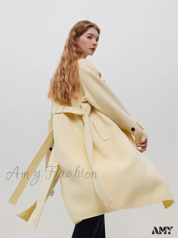 Commuter Suit Collar Pure Wool Long Korean Style Full Woolen Coat - Image 4