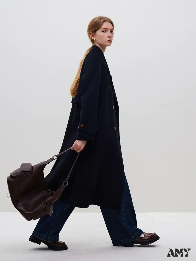 Commuter Suit Collar Pure Wool Long Korean Style Full Woolen Coat - Image 5