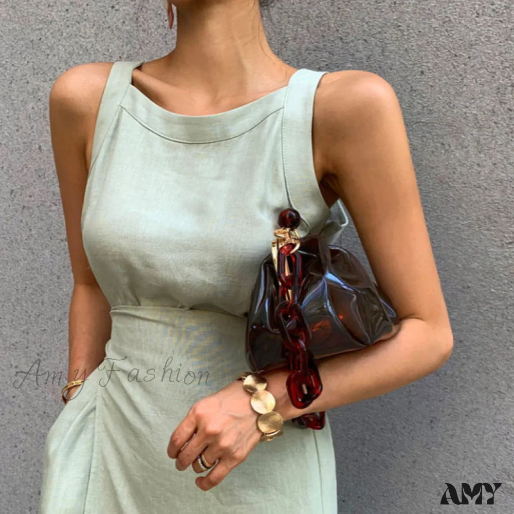 Amy Fashion - Cotton Linen Lace Up Sashes Sleeveless Beach Dresses - Image 6