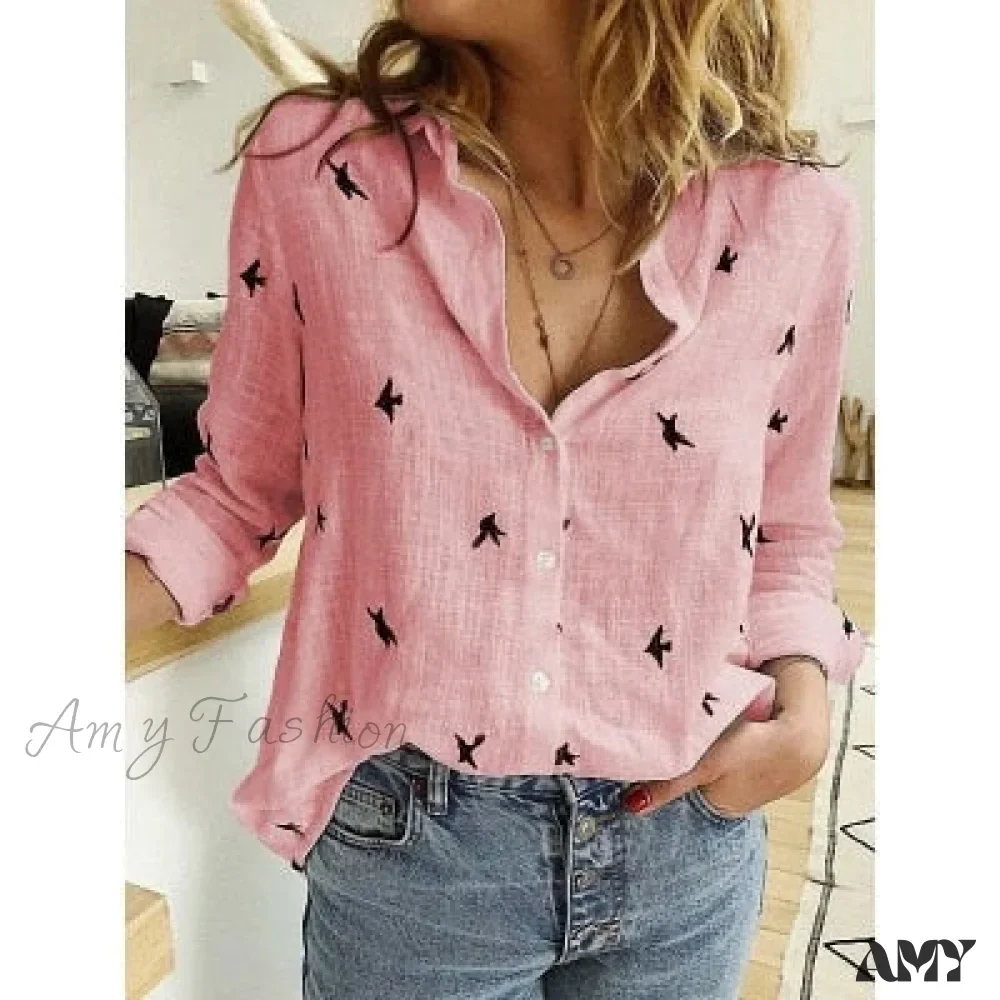 Amy Fashion - Cotton Linen Vintage Flower Print Blouse - Image 12