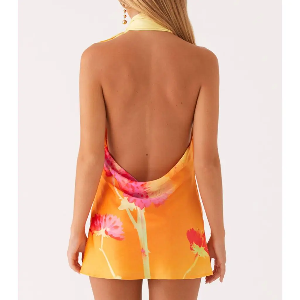 Cowl V-Neck A-line Floral Dress - Image 2
