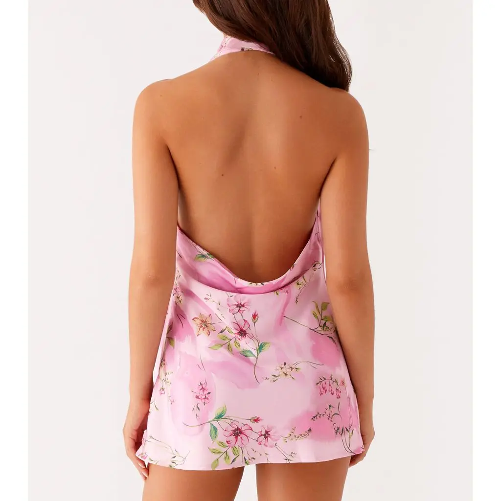 Cowl V-Neck A-line Floral Dress - Image 6