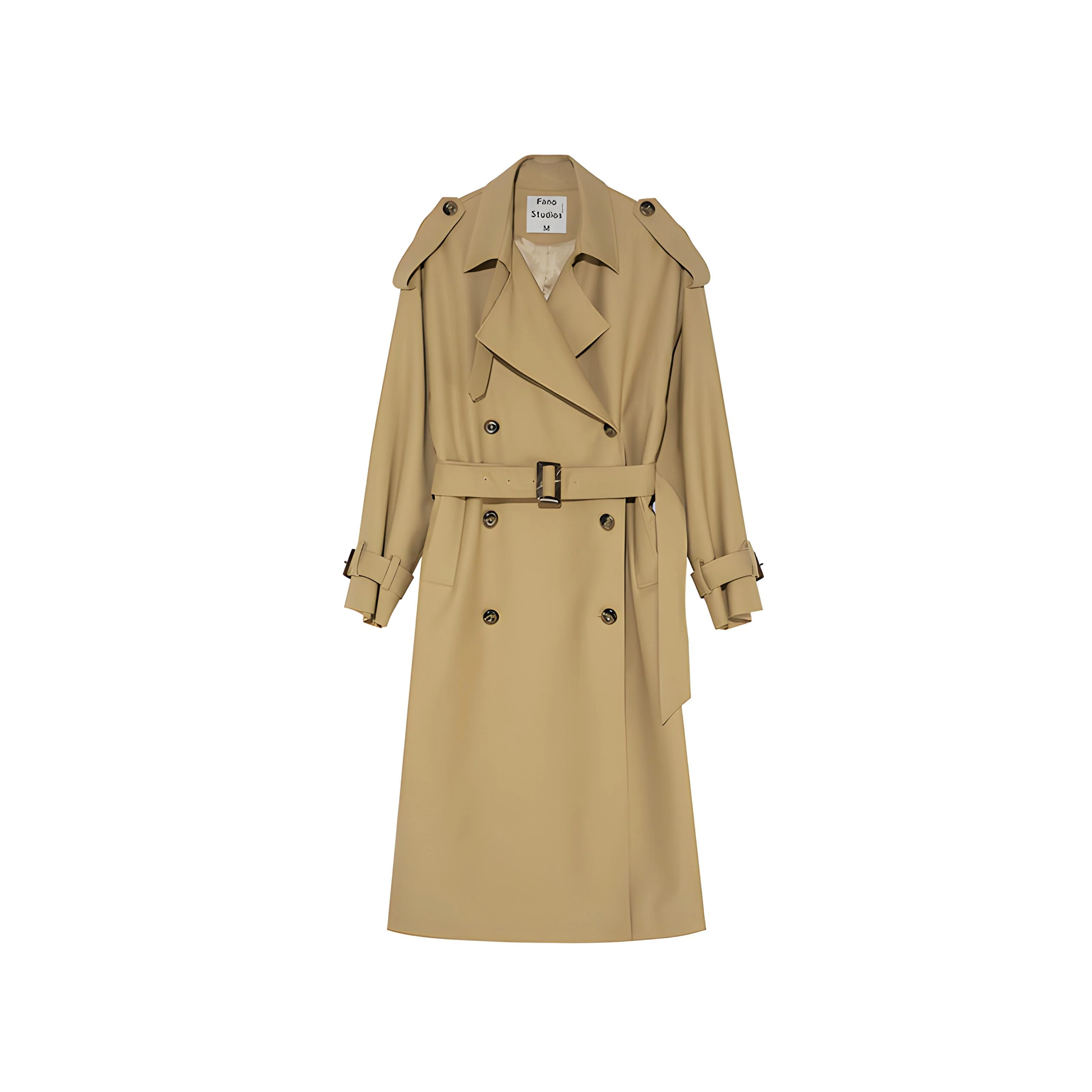 Khaki Double-Breasted Trench Coat - Image 13