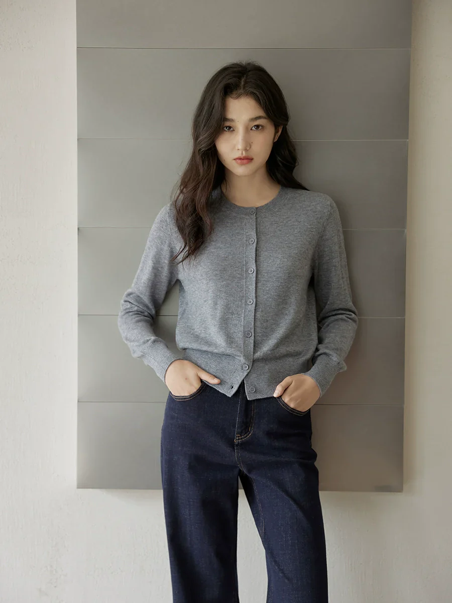 Classic Grey Button Up Cardigan