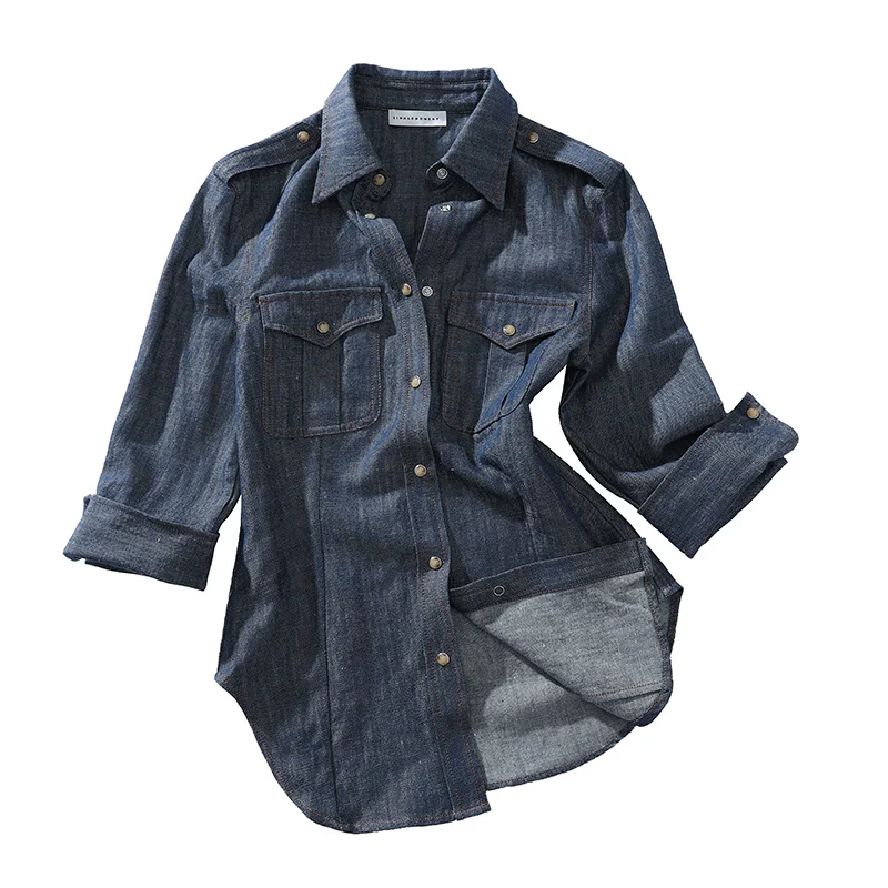 Military-Style Denim Shirt - Image 10