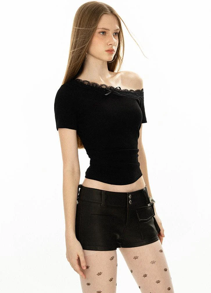 Lace Trim Off Shoulder Top - Image 7