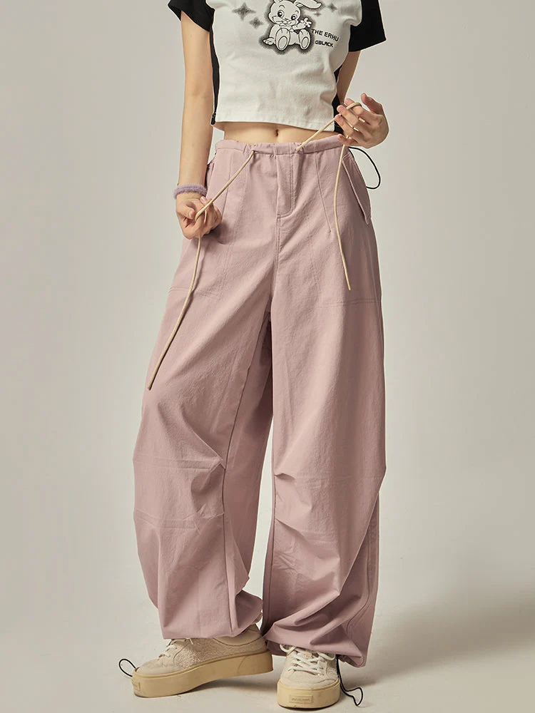 Pink Wide Leg Cargo Pants