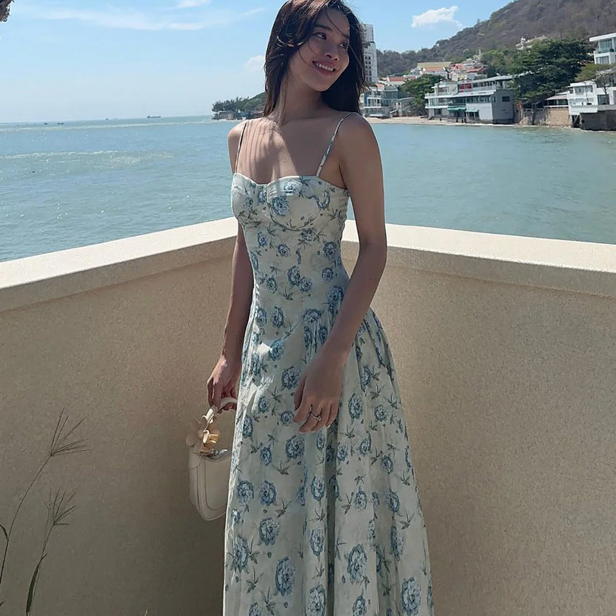 Sweet Style Slim Floral Suspender Dress - Image 3