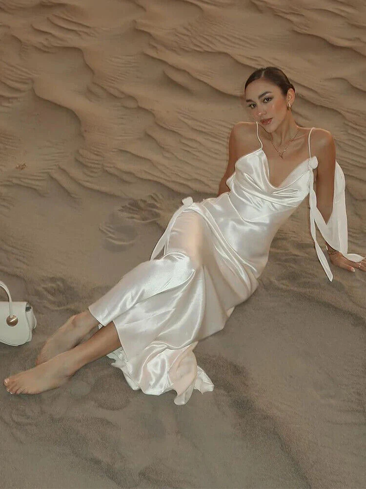 Ribbon Silk Sling  Backless Long Dresses - Image 4