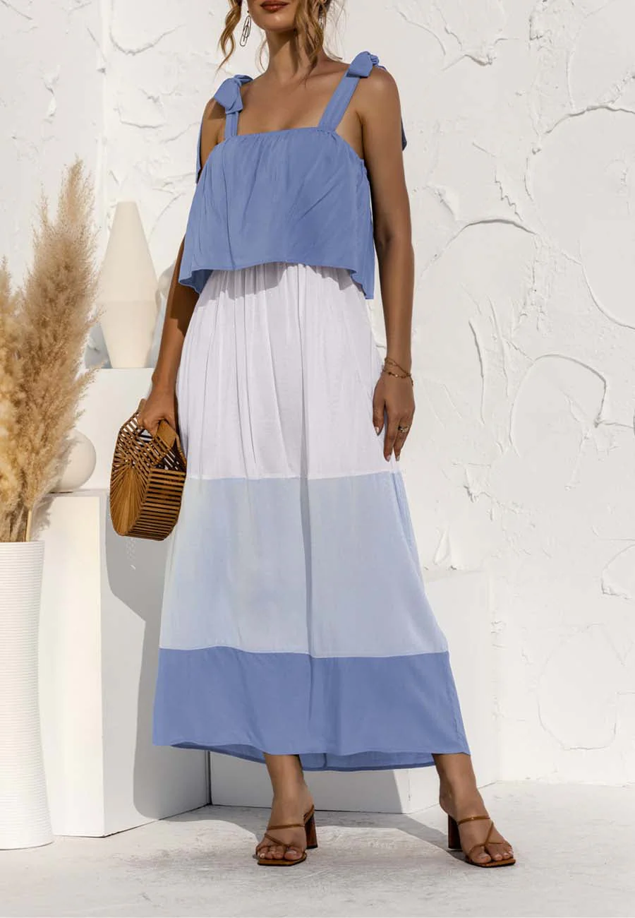 Tie Shoulder Color Block Dress - Image 12