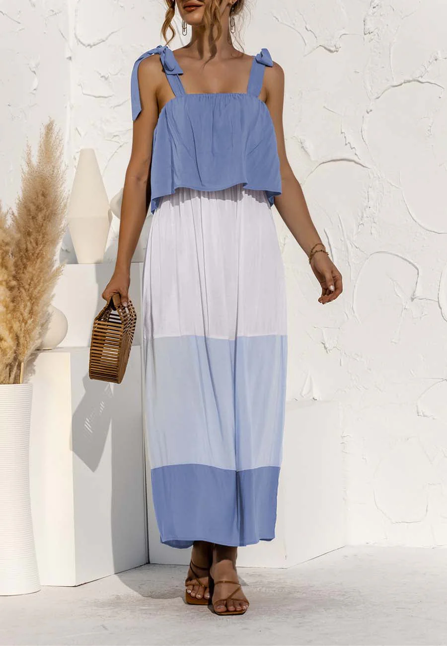 Tie Shoulder Color Block Dress - Image 17