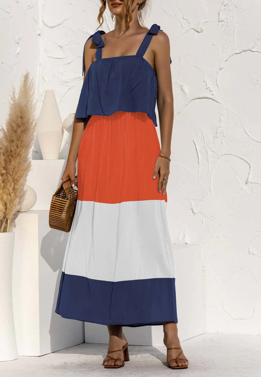 Tie Shoulder Color Block Dress - Image 19