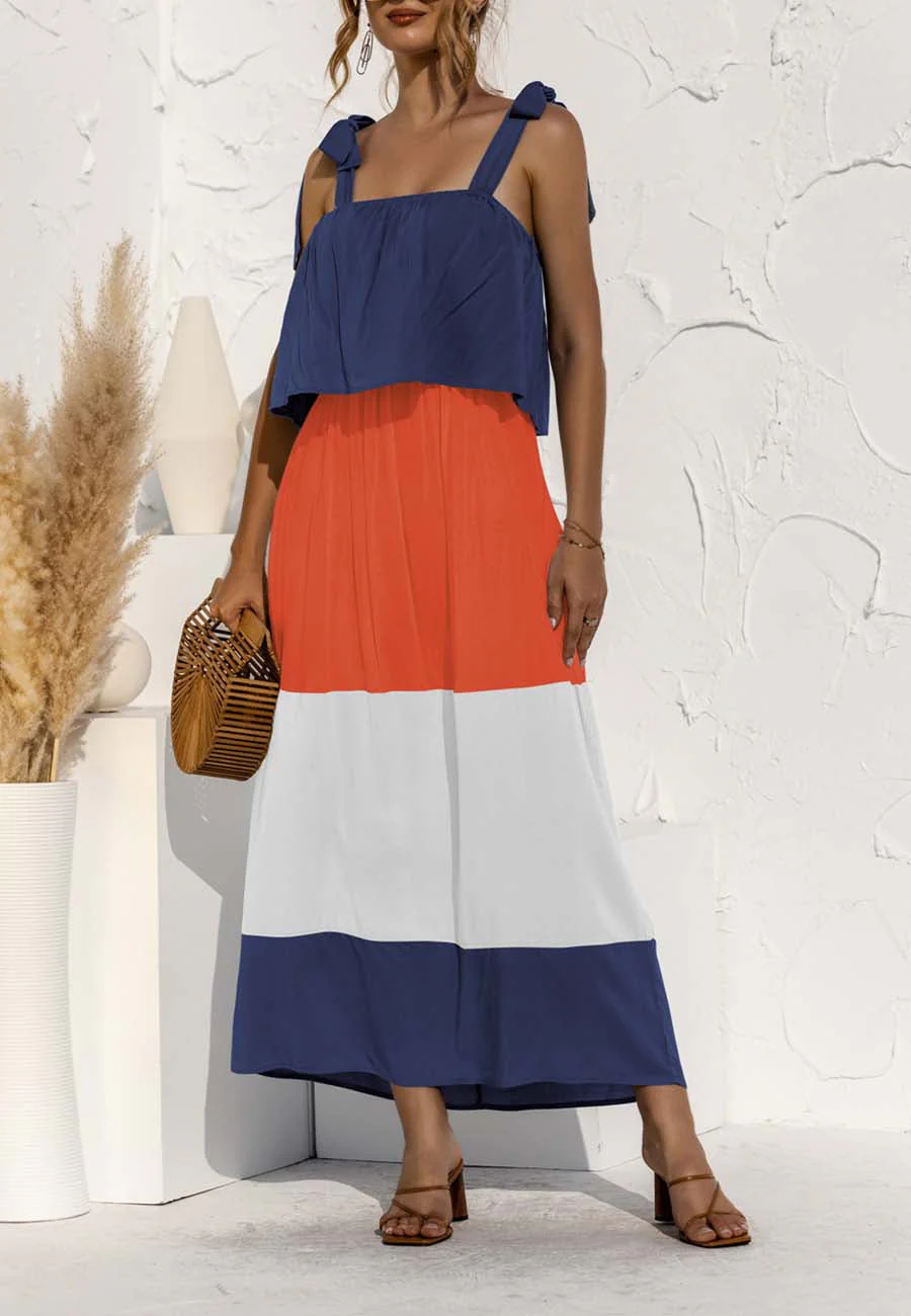 Tie Shoulder Color Block Dress - Image 3