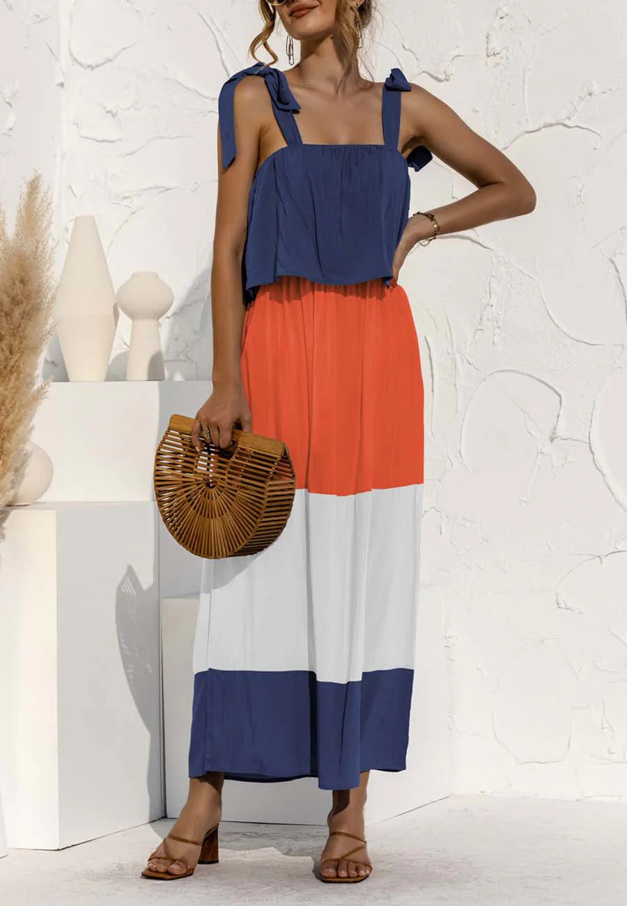 Tie Shoulder Color Block Dress - Image 4