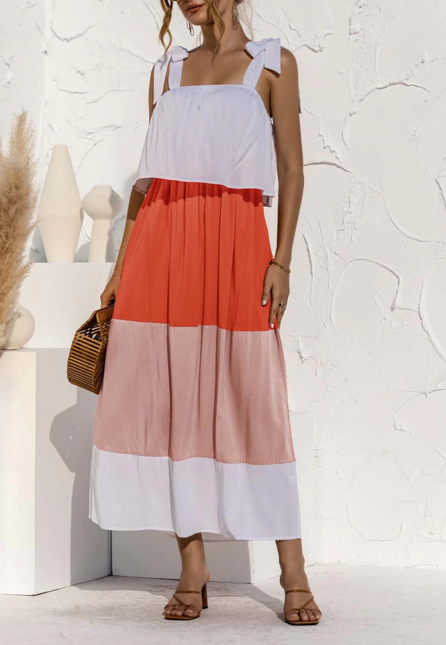 Tie Shoulder Color Block Dress - Image 7