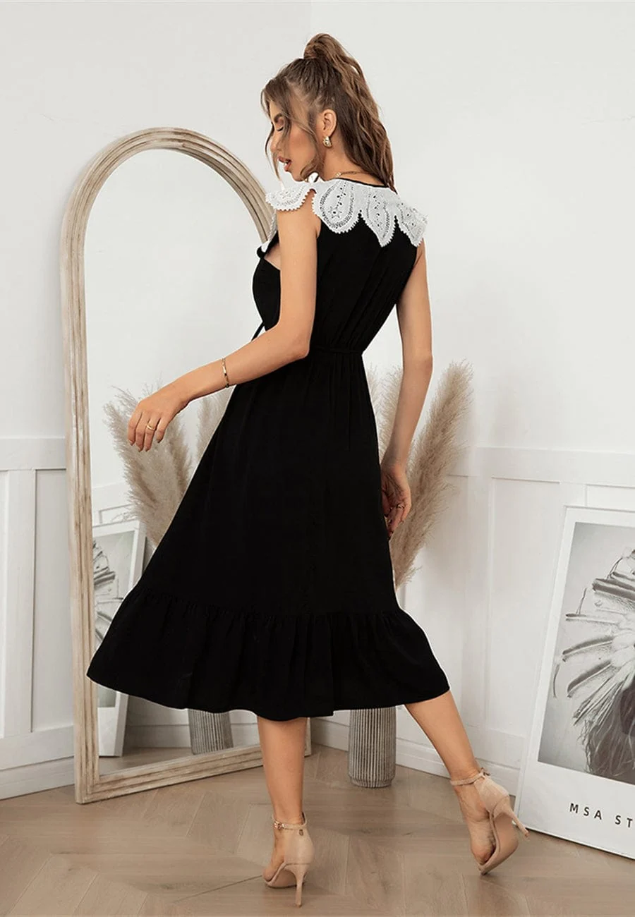 Tie Neck Scallop Lace Dress - Image 10