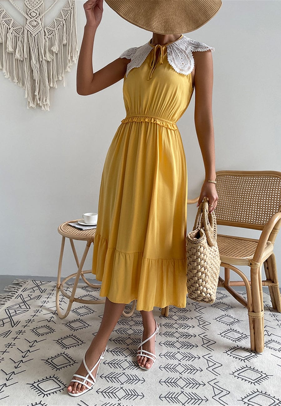 Tie Neck Scallop Lace Dress - Image 3