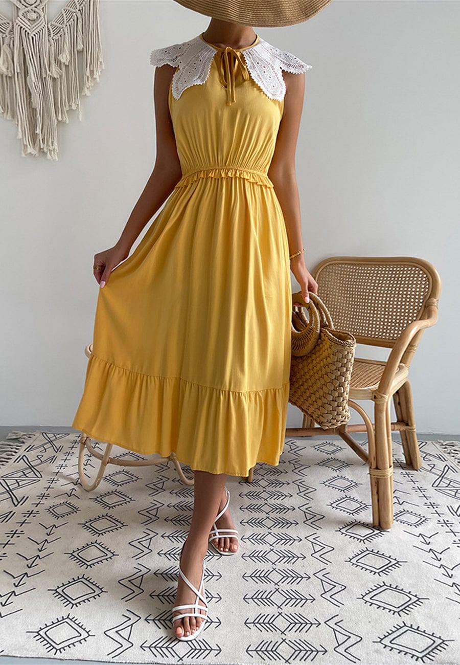 Tie Neck Scallop Lace Dress - Image 4