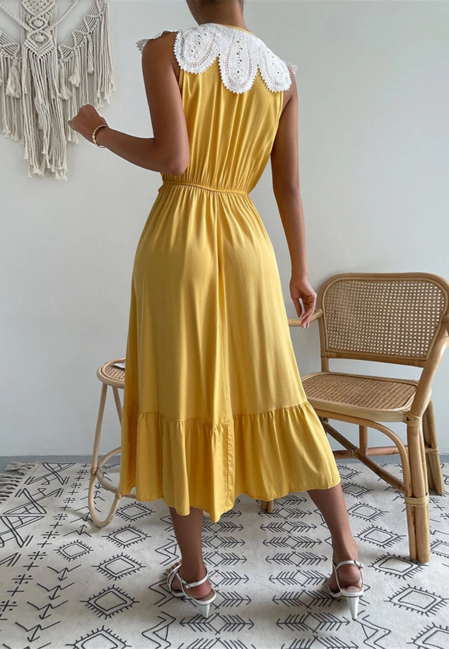 Tie Neck Scallop Lace Dress - Image 6