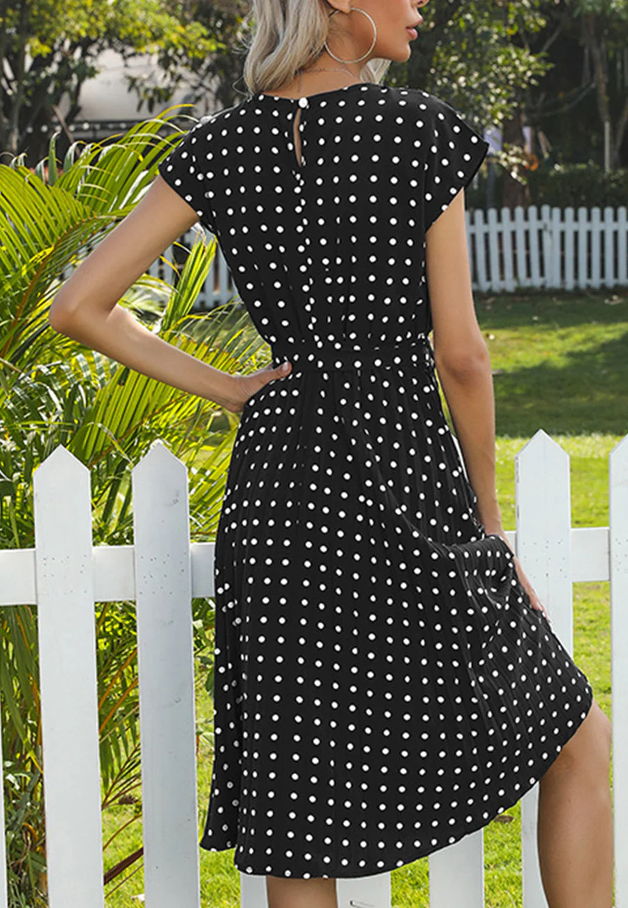 Polka Dot Cap Sleeve Dress - Image 2