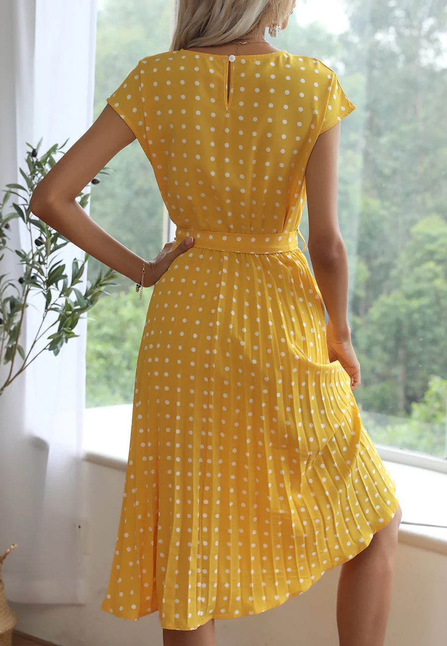 Polka Dot Cap Sleeve Dress - Image 62