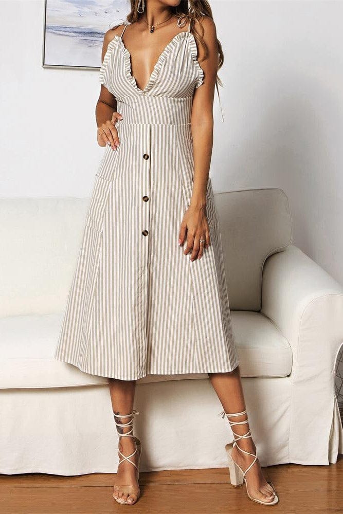 Plunge Neck Nautical Striped Dress - Image 16