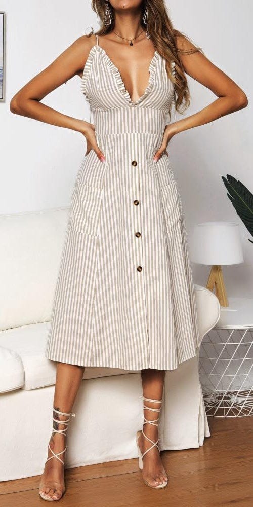 Plunge Neck Nautical Striped Dress - Image 18