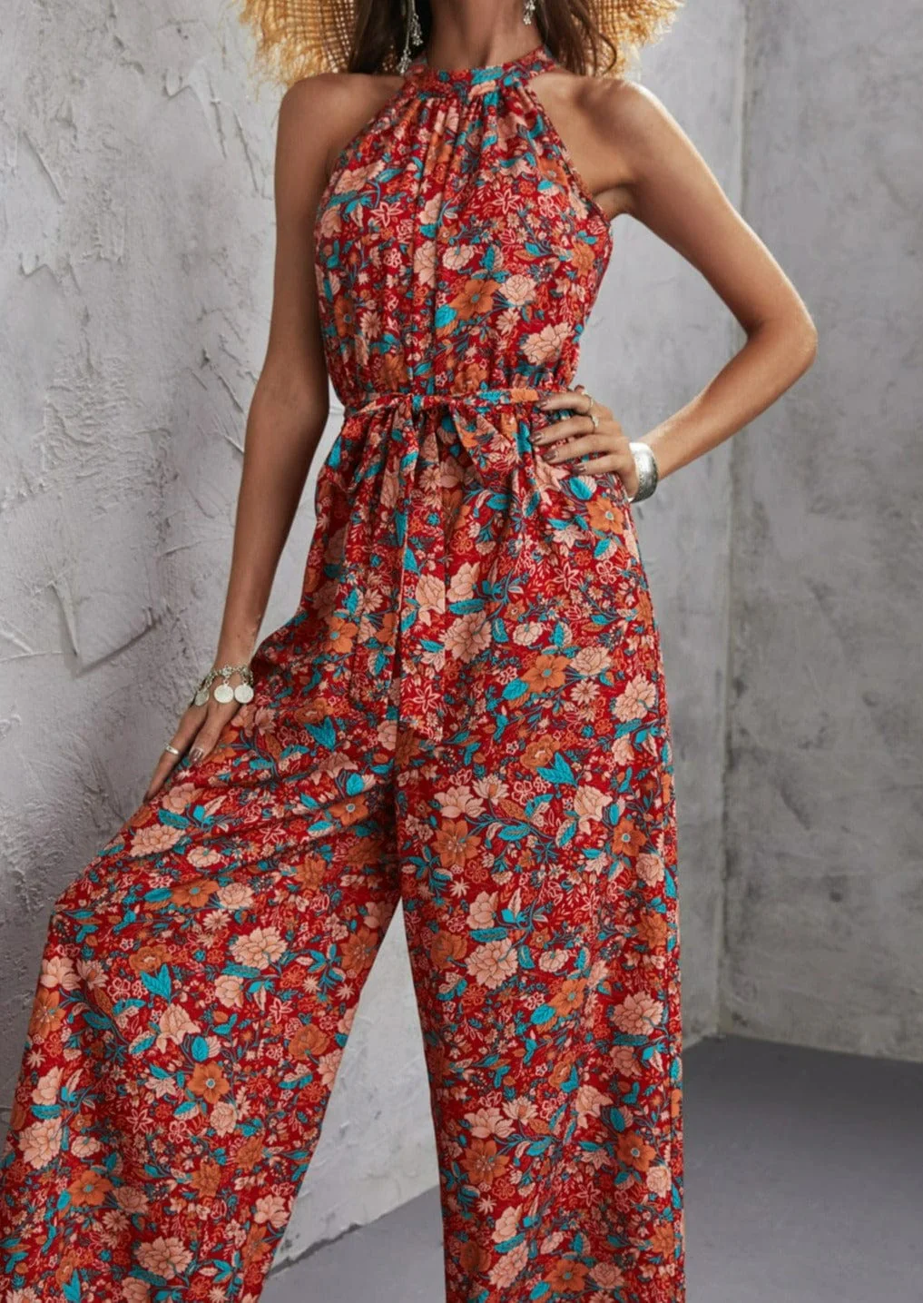 Floral Print Halter Neck Jumpsuit - Image 2