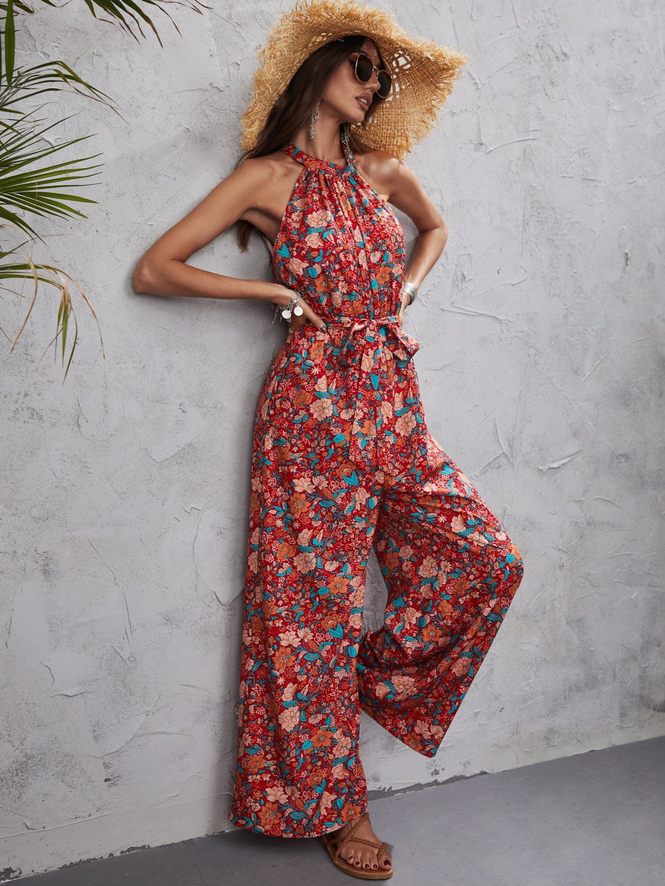 Floral Print Halter Neck Jumpsuit - Image 3