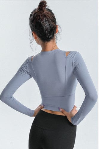 Long Sleeve Shoulder Cutout Top - Image 14