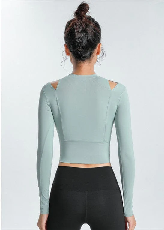 Long Sleeve Shoulder Cutout Top - Image 6