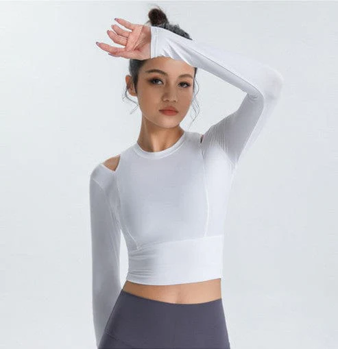 Long Sleeve Shoulder Cutout Top - Image 7