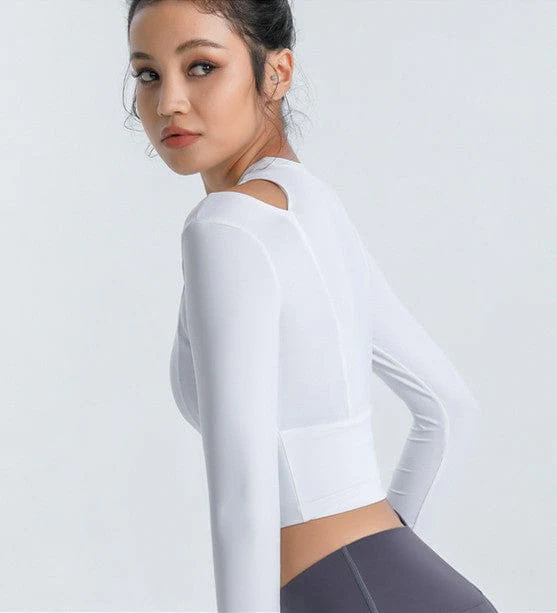 Long Sleeve Shoulder Cutout Top - Image 8