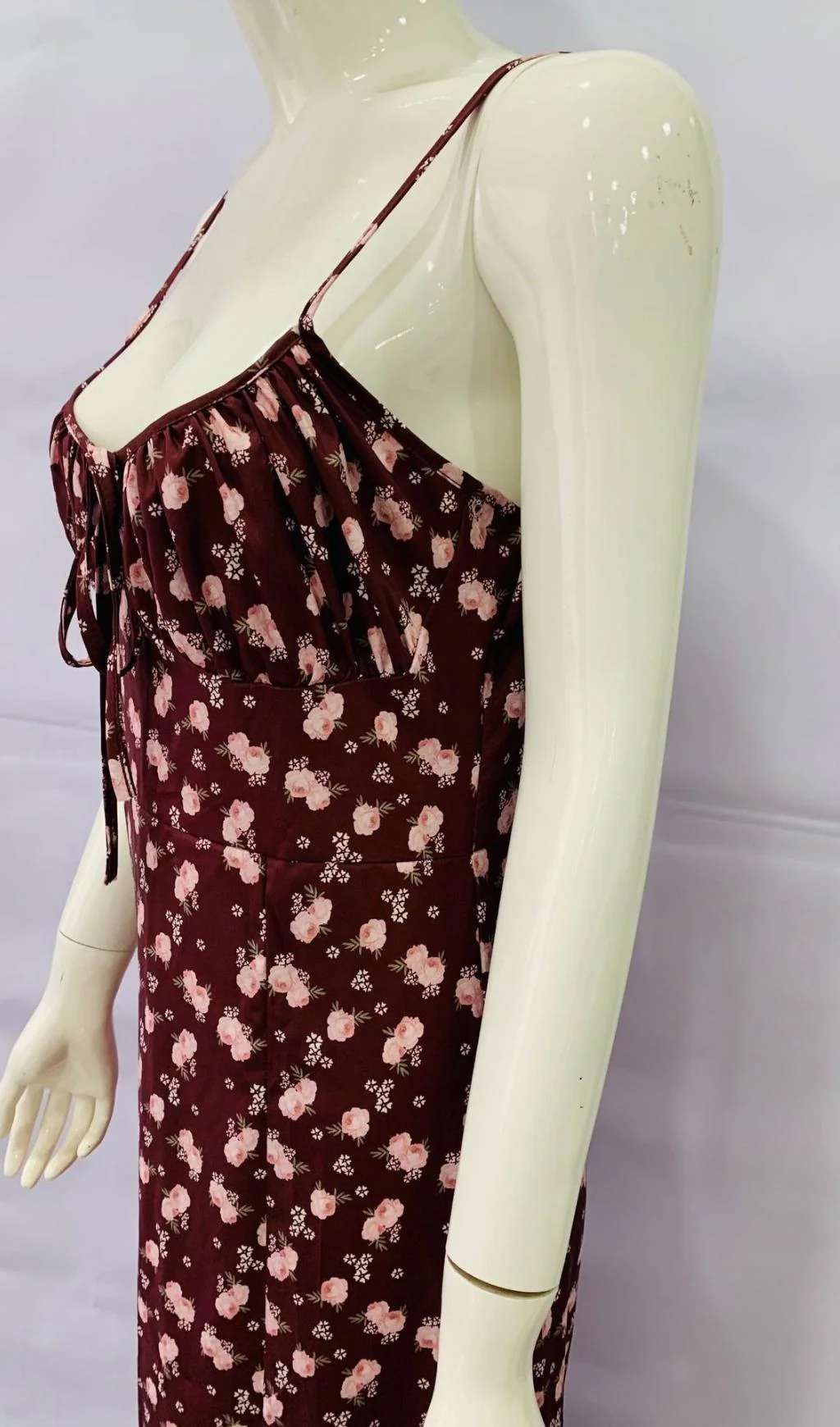 Wine Floral Bustier Midi Dress - Image 5